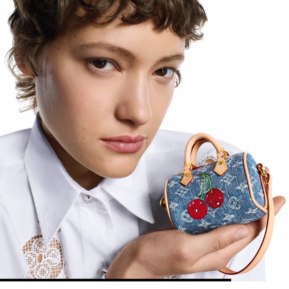 LV x TM Micro Speedy Denim Cerise Bag Charm!